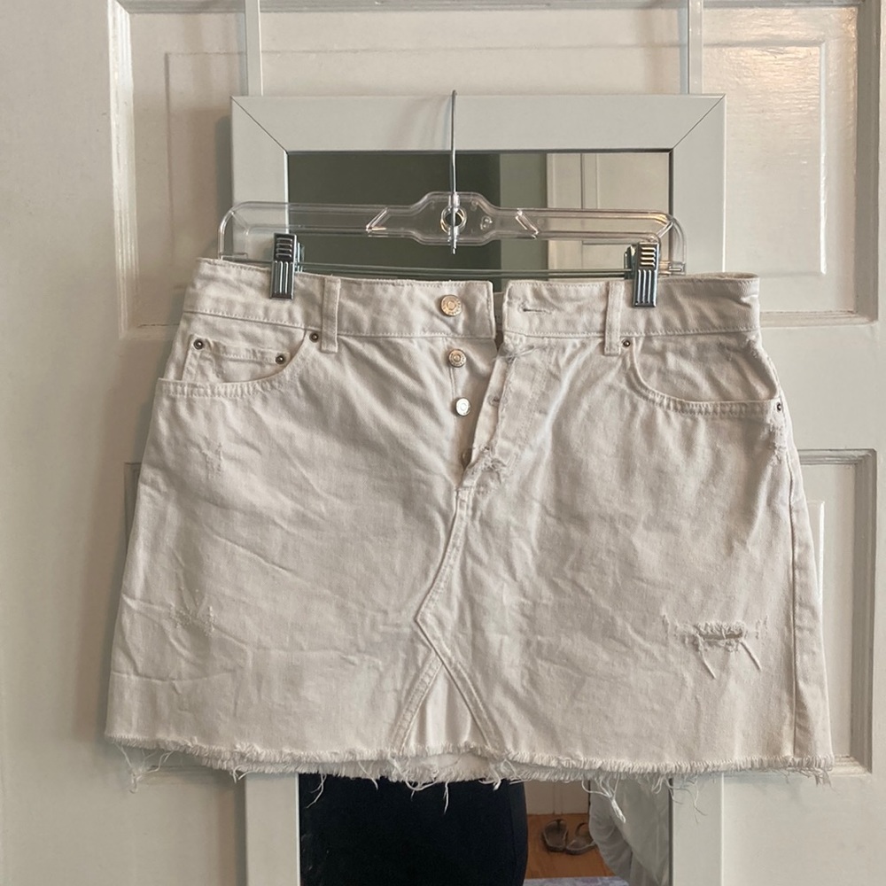 ZARA White Denim Mini Skirt